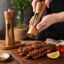 Moedor de Temperos de Madeira com Suporte – Kit Moedor de Sal e Pimenta