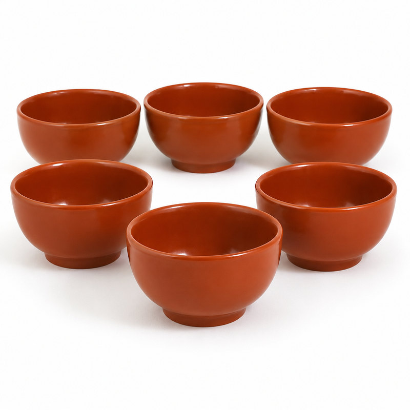 Kit 6 Cumbucas Refratárias Em Porcelana Gourmet (500ml) Marrom