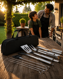 Kit Churrasco Premium com 9 Utensílios e Estojo | O Presente Perfeito para o Dia dos Pais