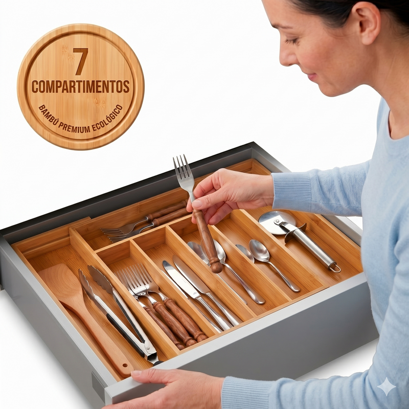 Porta Talheres Organizador Extensível em MDF