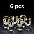 Conjunto de 6 Copos Shot Dourados com Borda Dourada – Vidro Kawaii 15ml