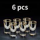 Conjunto de 6 Copos Shot Dourados com Borda Dourada – Vidro Kawaii 15ml