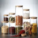 Potes de Vidro Herméticos com Tampa de Bambu – Kit para Organização de Cozinha