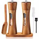Moedor de Temperos de Madeira com Suporte – Kit Moedor de Sal e Pimenta