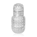 Garrafa de Vidro com Copo – Conjunto Jarra e Taça Retro com Padrão Floral em Relevo (440ml)