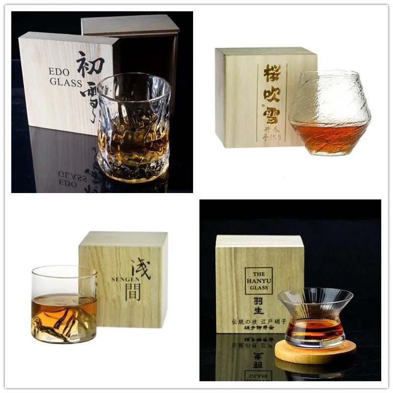 Copo de Whiskey Estilo Japonês com Caixa de Madeira – Cristal EDO Premium