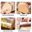 Potes de Vidro Herméticos com Tampa de Bambu – Kit para Organização de Cozinha