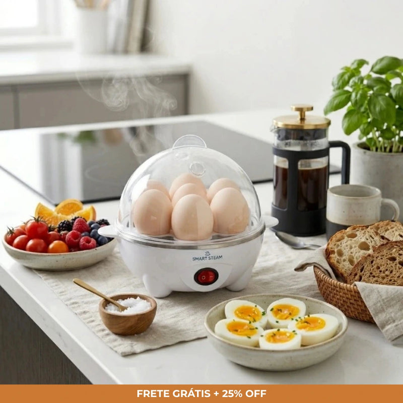 Cozedor de Ovos Smart Steam™ - Ovos Perfeitos em Minutos | OFERTA ESPECIAL