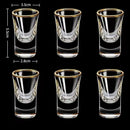Conjunto de 6 Copos Shot Dourados com Borda Dourada – Vidro Kawaii 15ml