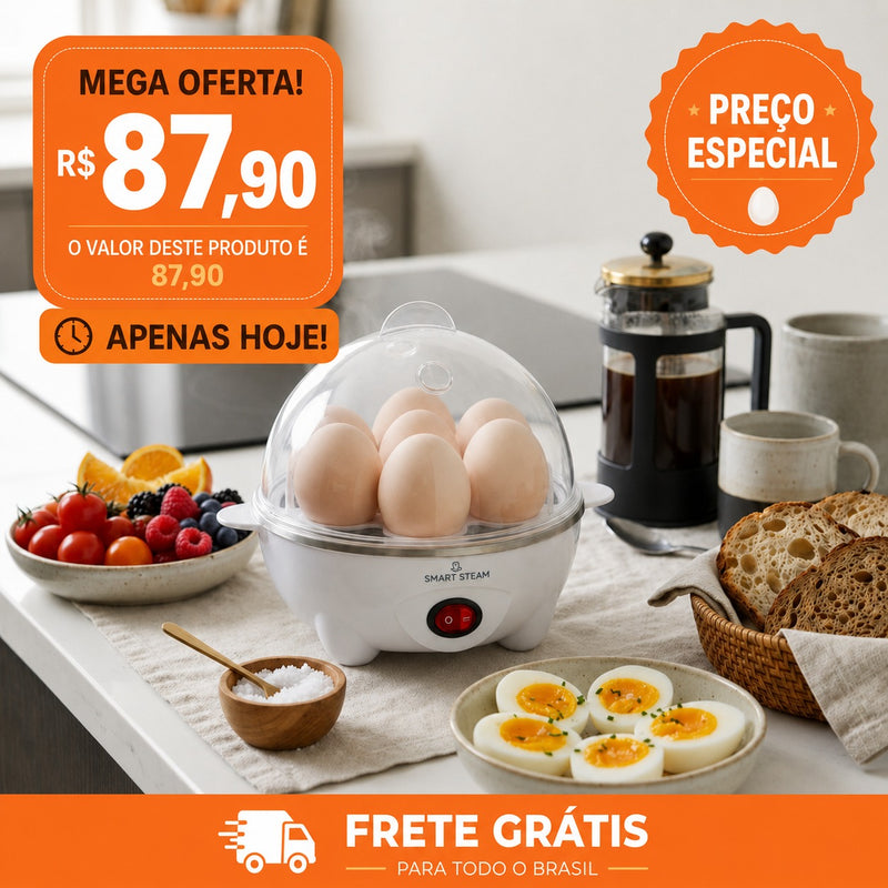 Cozedor de Ovos Smart Steam™ - Ovos Perfeitos em Minutos | OFERTA DO DIA