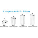 Kit com 5 Potes Herméticos com Trava e Alta Vedação
