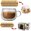 Xicaras Vidro Duplo 140ml Com Pires Caneca Parede Dupla 4un