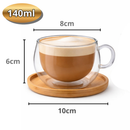 Xicaras Vidro Duplo 140ml Com Pires Caneca Parede Dupla 4un