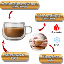 Xicaras Vidro Duplo 140ml Com Pires Caneca Parede Dupla 4un