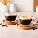 Xicaras Vidro Duplo 140ml Com Pires Caneca Parede Dupla 4un